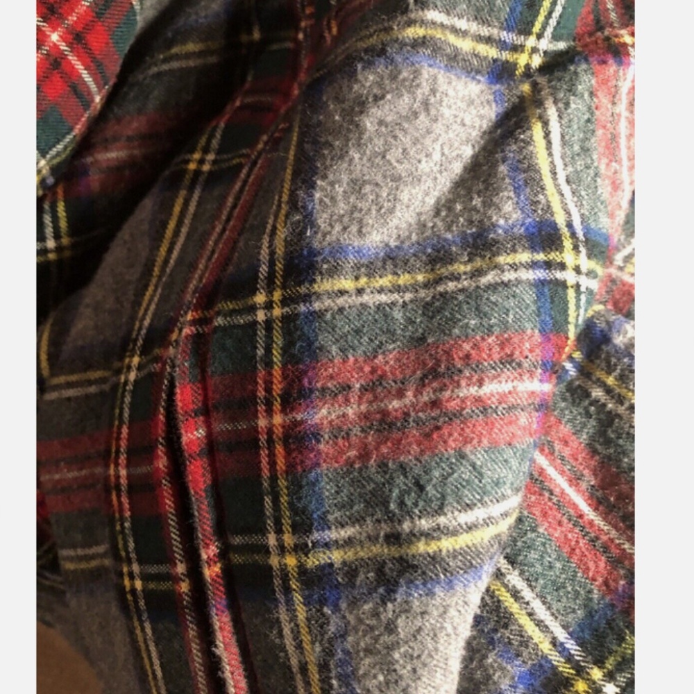 LL Bean Gray Plaid Sherpa Lined Full Zip Flannel Relaxed Fit Shacket Women's XS - Picture 10 of 12